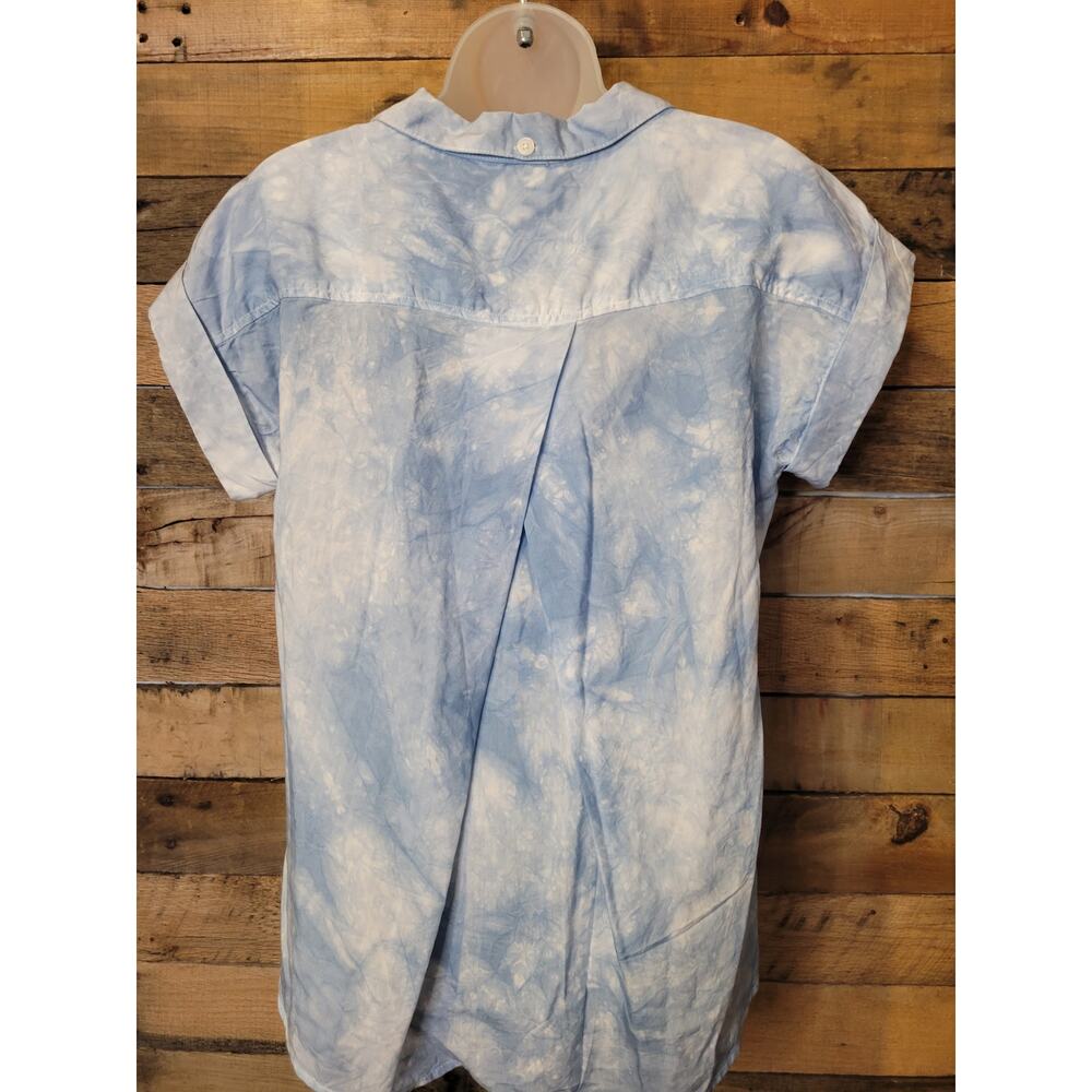 SALE-Thread & Supply women's blue tie dye oversized button up top Sz XS - Picture 9 of 9